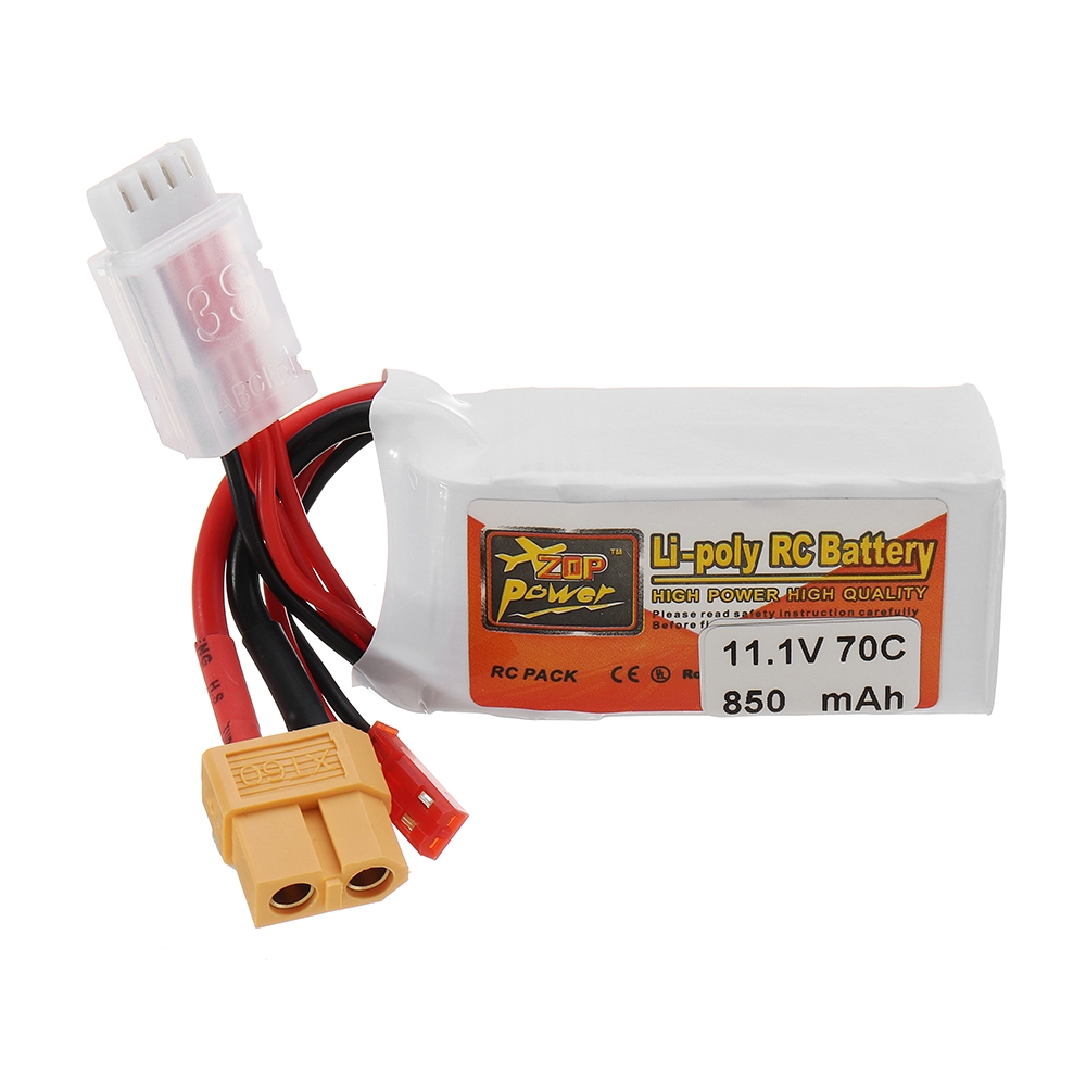 ZOP POWER 11.1V 850mAh 70C 3S Lipo Battery With JST Plug XT60 Plug