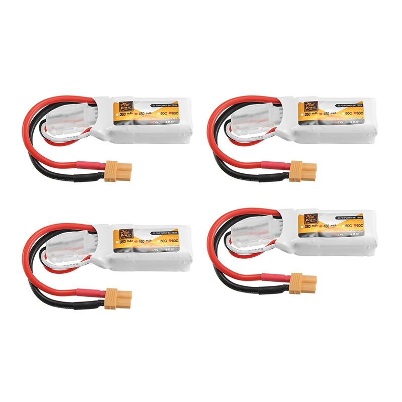 4Pcs ZOP Power 7.4V 450mAh 60C 2S Lipo Battery XT30 Plug