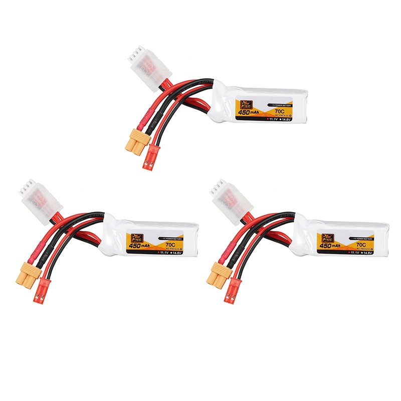 3Pcs ZOP Power 11.1V 450mAh 70C 3S Lipo Battery JST XT30 Plug for FPV Racing Multi Rotor