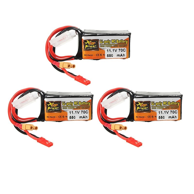 3Pcs ZOP Power 11.1V 550mAh 70C 3S Lipo Battery with JST XT30 Plug For Eachine Lizard95 FPV Racer