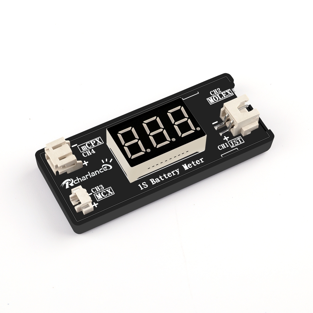 1S LiPo Battery Voltage Checker Tester For Quadcopter Battery w/ JST MCX PH 2.0 and Micro Losi Cable