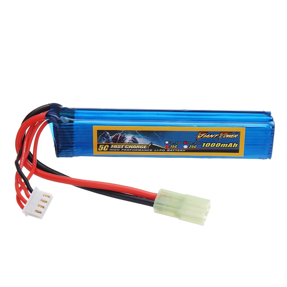 Giant Power 11.1V 1000mAh 3S 15C LiPo Battery Small Tamiya Plug