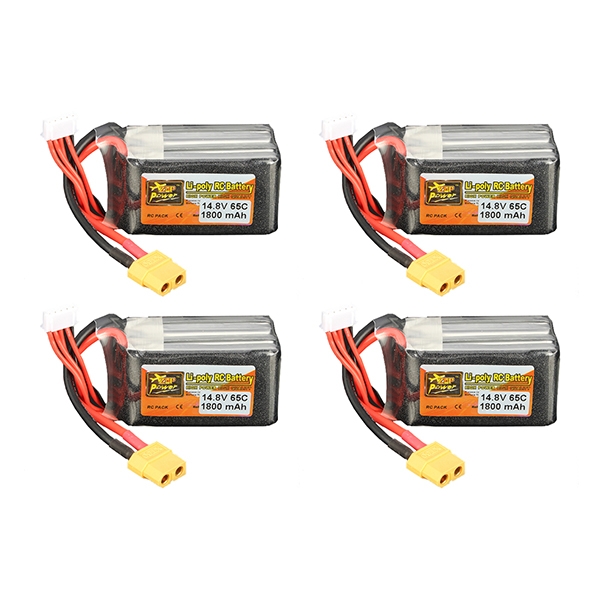 4Pcs ZOP Power 14.8V 1800mAh 65C 4S Lipo Battery XT60 Plug For PFV Racing Drone