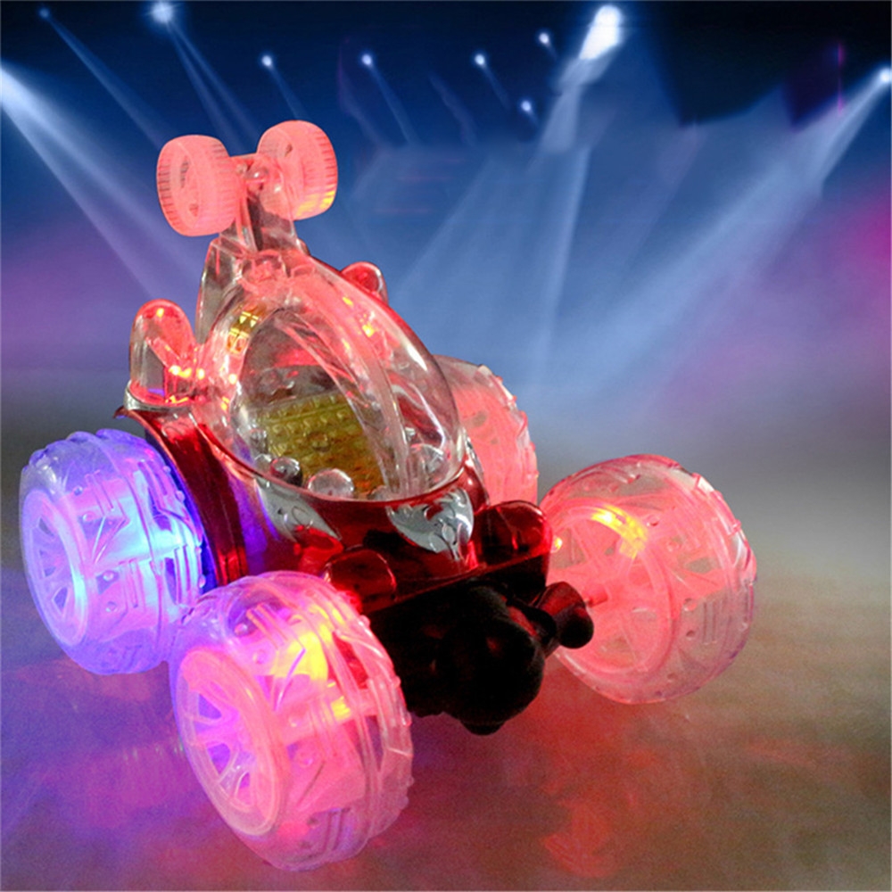 1/18 Rechargeable Rc Stunt Car 360 Degree Rotation with Flashing LED Light Toy