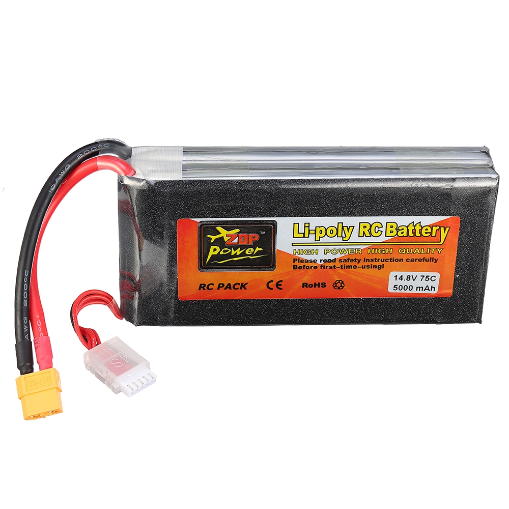 ZOP Power 14.8V 5000mah 75C 4S Lipo Battery XT60 Plug For RC Quadcopter