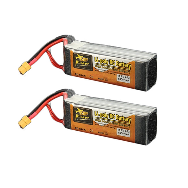 2Pcs ZOP Power 14.8V 4500mAh 4S 45C Lipo Battery XT60 Plug For RC Car Boat Quadcopter