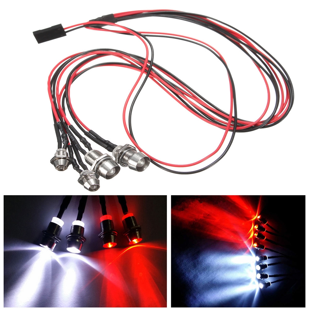 4Leds LED Light Set Headlight Taillight for 1/10 1/8 Oil Electric Rc Car Model Parts