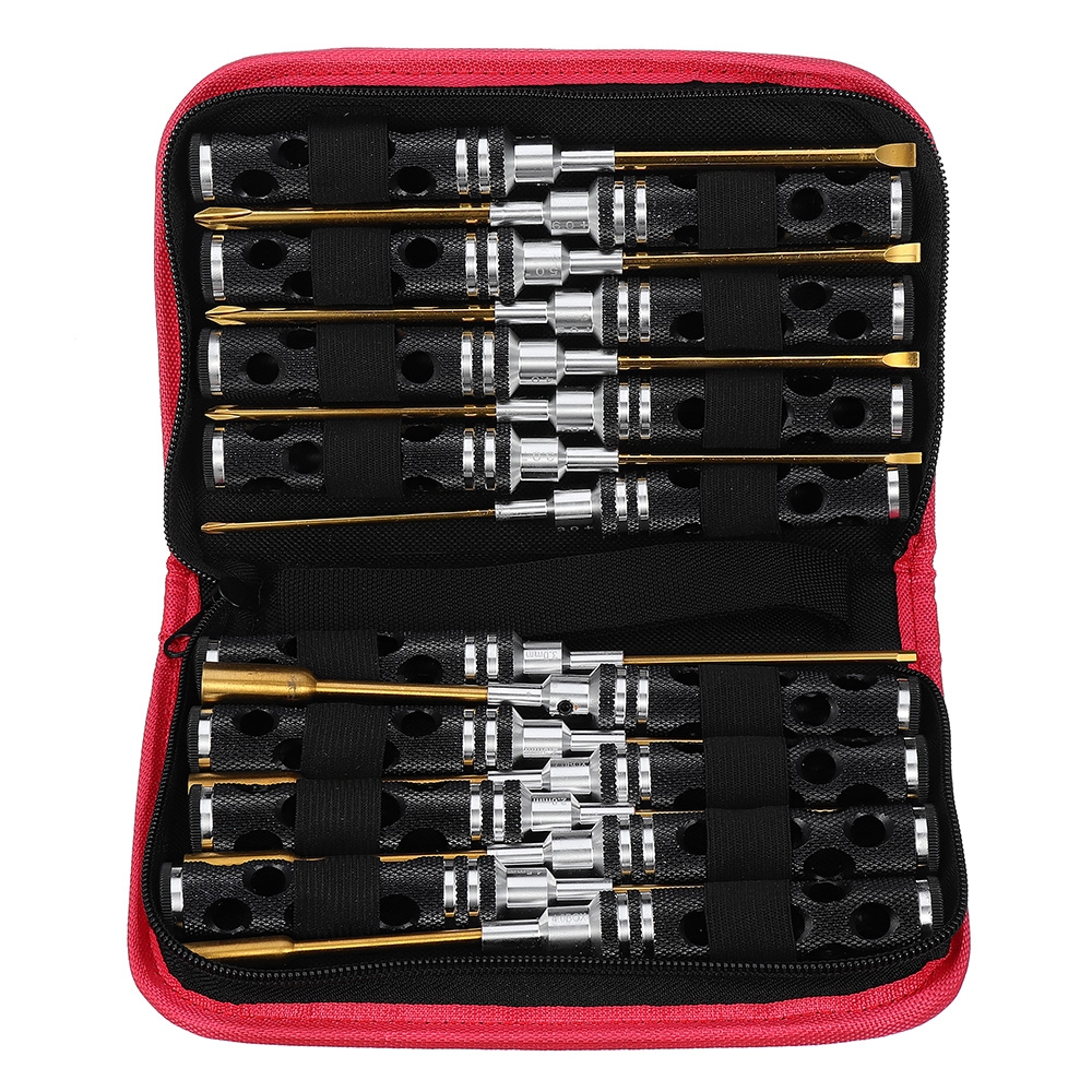 Yunzhong 16Pcs Hex Phillips Screw Flat Nut Screwdriver Repair Tools Set with Storage Bag