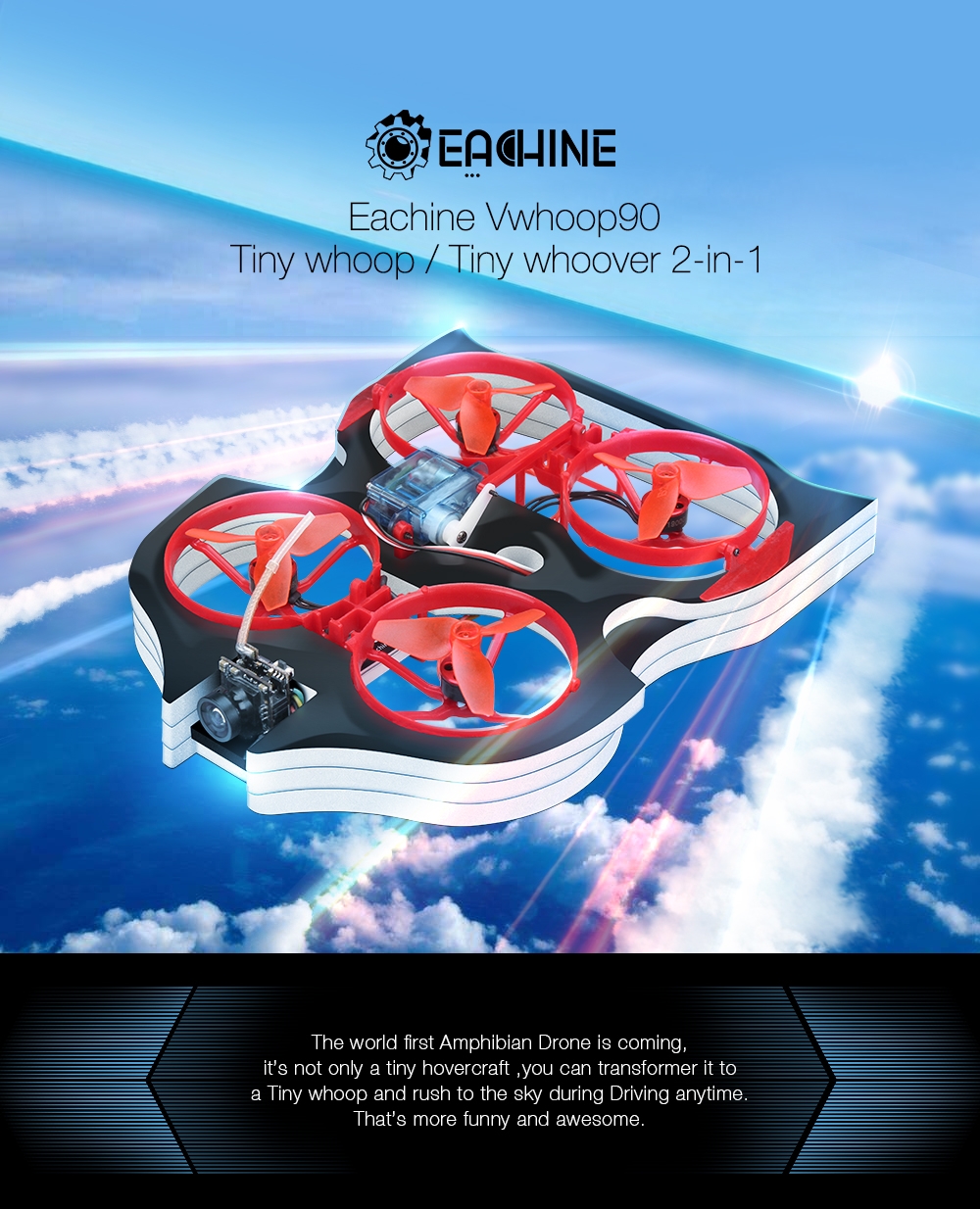 Eachine Vwhoop90 Brushless Tiny Whoop Tiny Whoov 2-in-1 FPV Racing Drone with Crazybee F3 700TVL Cam