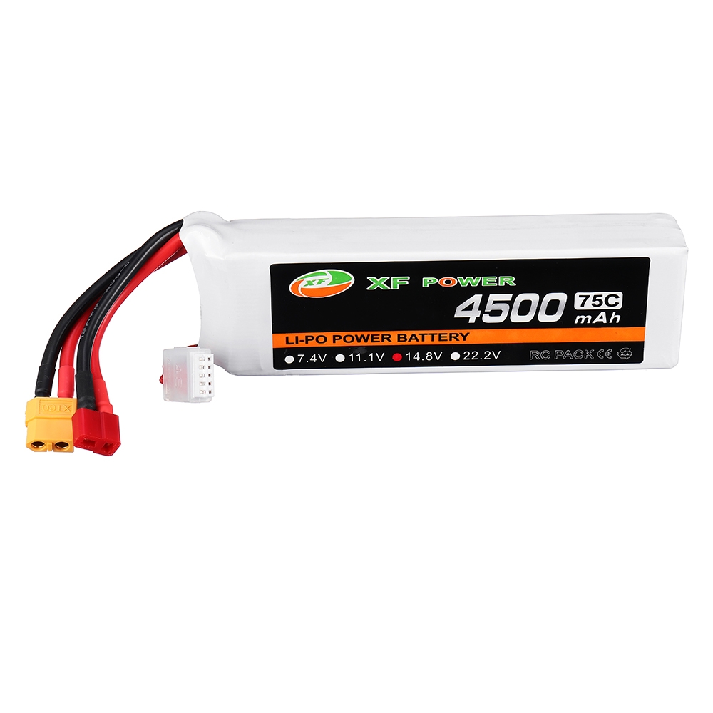 XF Power 14.8V 4500mAh 75C 4S Lipo Battery T/XT60 Plug for Skyhunter RC Airplane