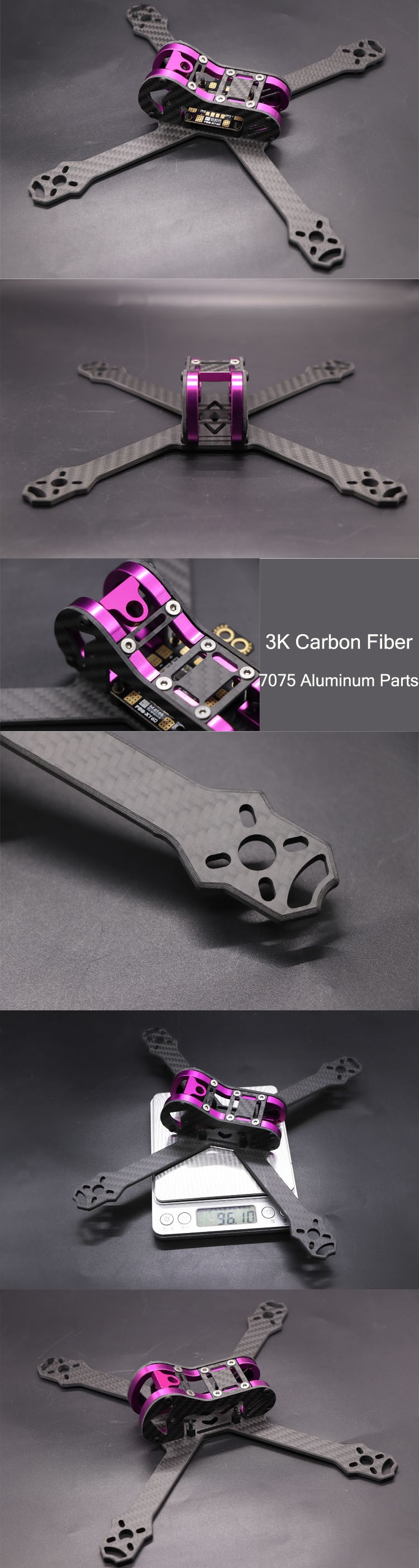 HXM 220mm Wheelbase 4mm Arm 3K Carbon Fiber X Type FPV Racing Frame Kit 96g