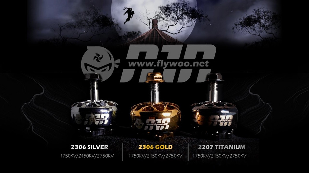 FLYWOO NIN N2306 2-6S FPV 1750/2450/2750KV Brushless Motor Gold Silver for RC Drone FPV Racing