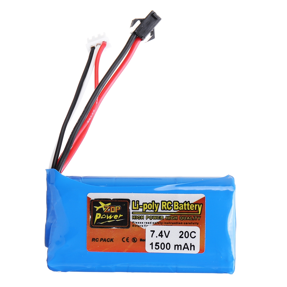 ZOP POWER 7.4V 1500mAh 20C 2S Lipo Battery SM Plug for RC Car