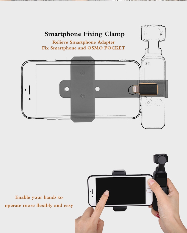 Sunnylife Phone Holder 1/4 Hole Phone Fixing Clip for DJI OSMO POCKET Handheld Gimbal Stabilizer