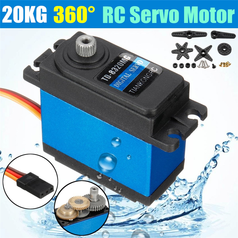 360° 20KG Waterproof High Torque Metal Gear RC Servo Motor Car Helicopter Boat