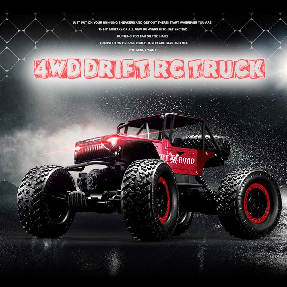 1/18 4WD 2.4G RC Cars Alloy Speed RC Car Toys With LED Head Light 3 Motors