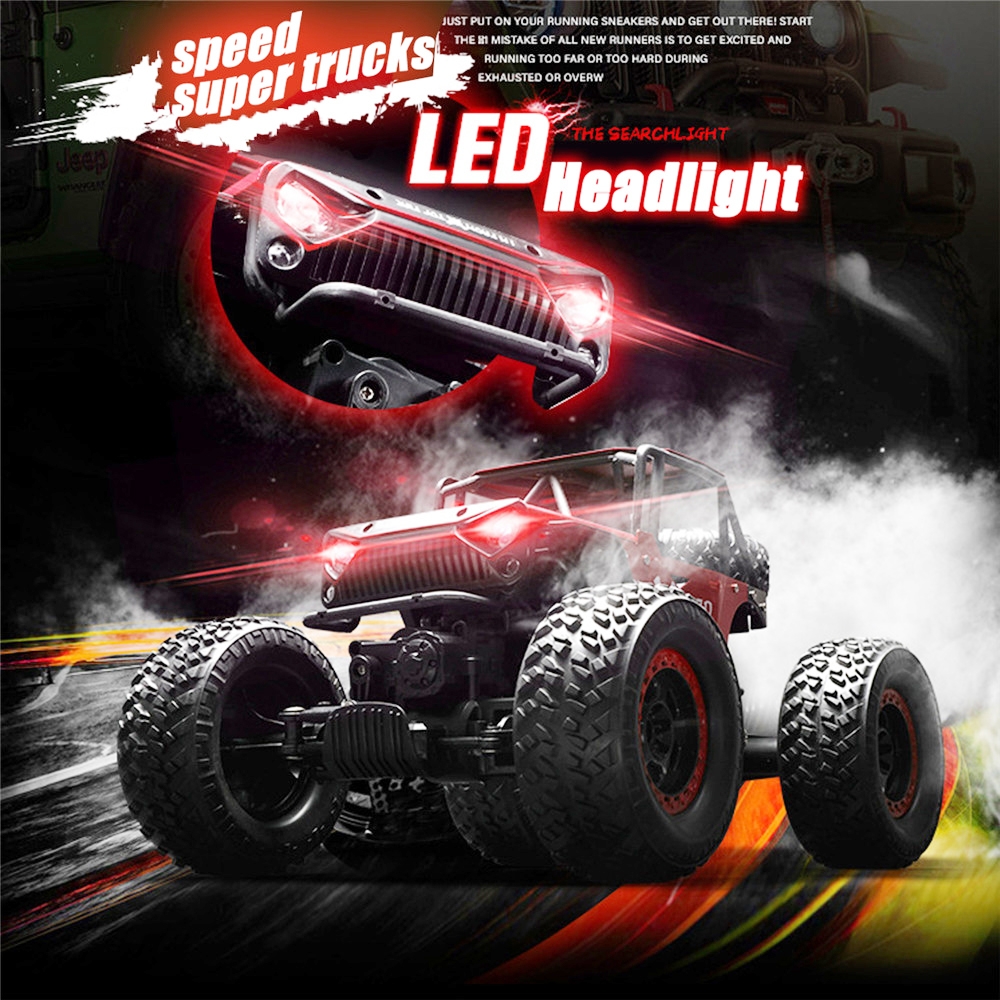 1/14 4WD 2.4G RC Bilar Alloy Speed RC Bil Leksaker Med LED Huvudlampa 3 Motorer