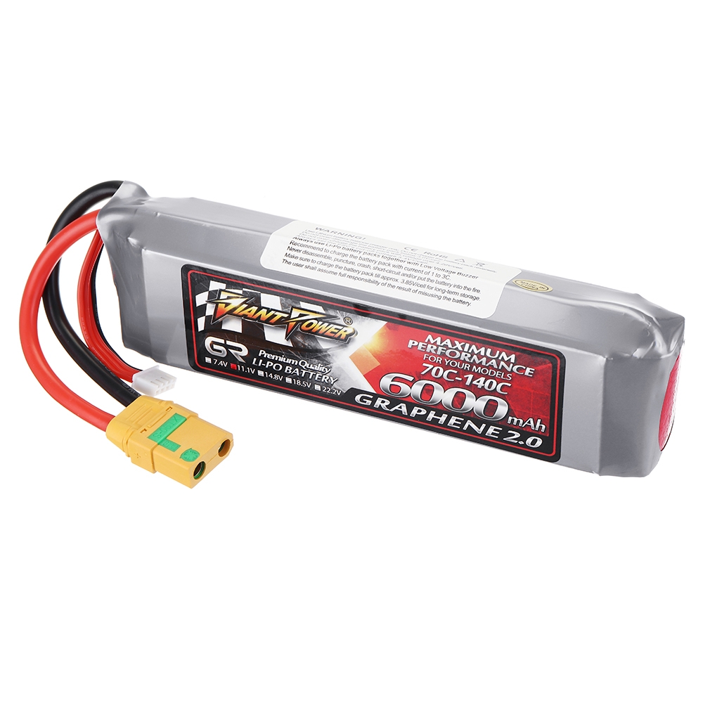 GIANT POWER GRAPHENE 2.0 11.1V 6000mah 70C 3S Lipo Battery for Arrma 1:8 4WD Nero BIG ROCK 6S BLX