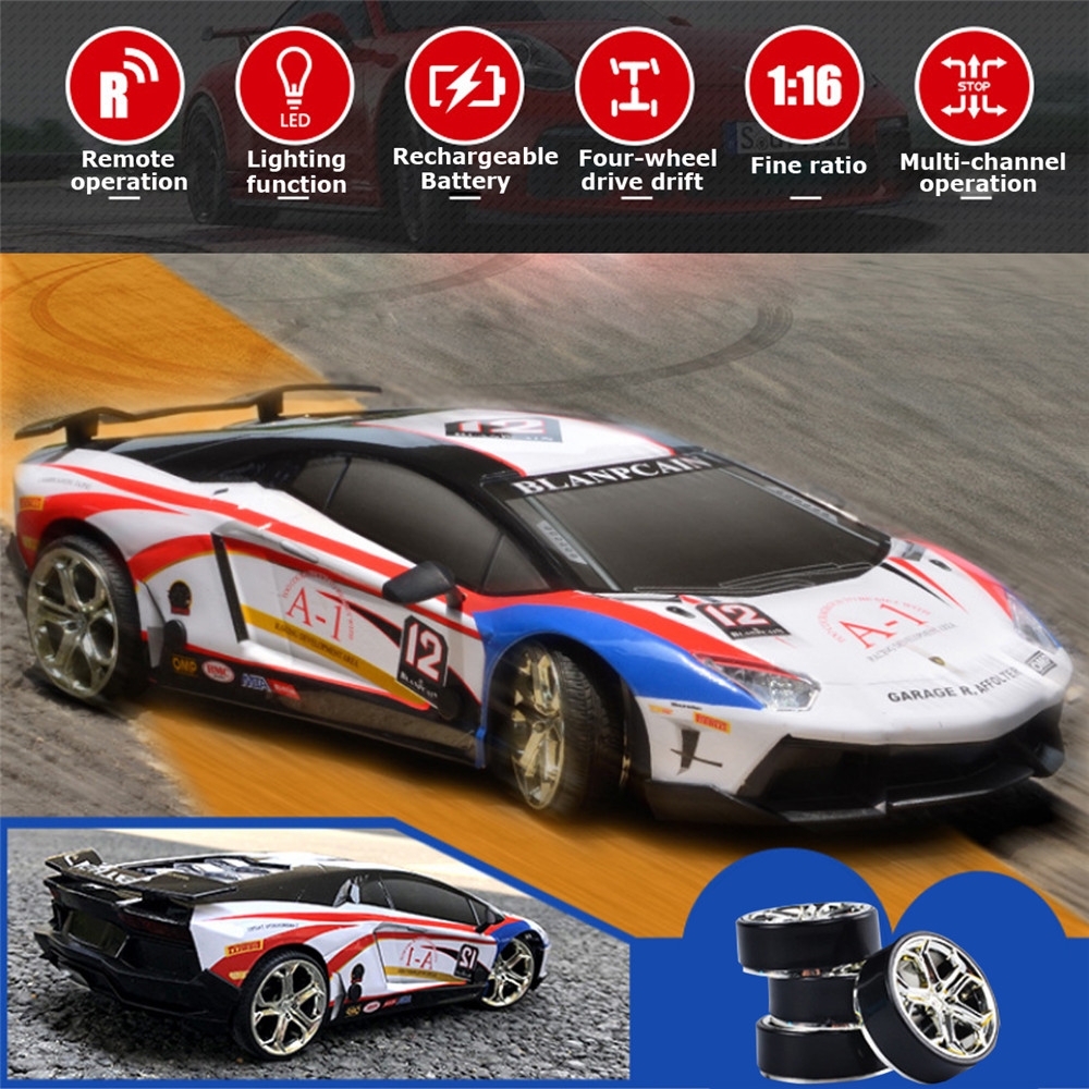 JHL 1/16 2.4G 4WD Drift Rc Car Titanium Alloy Shell med LED Light Racing Leksaker