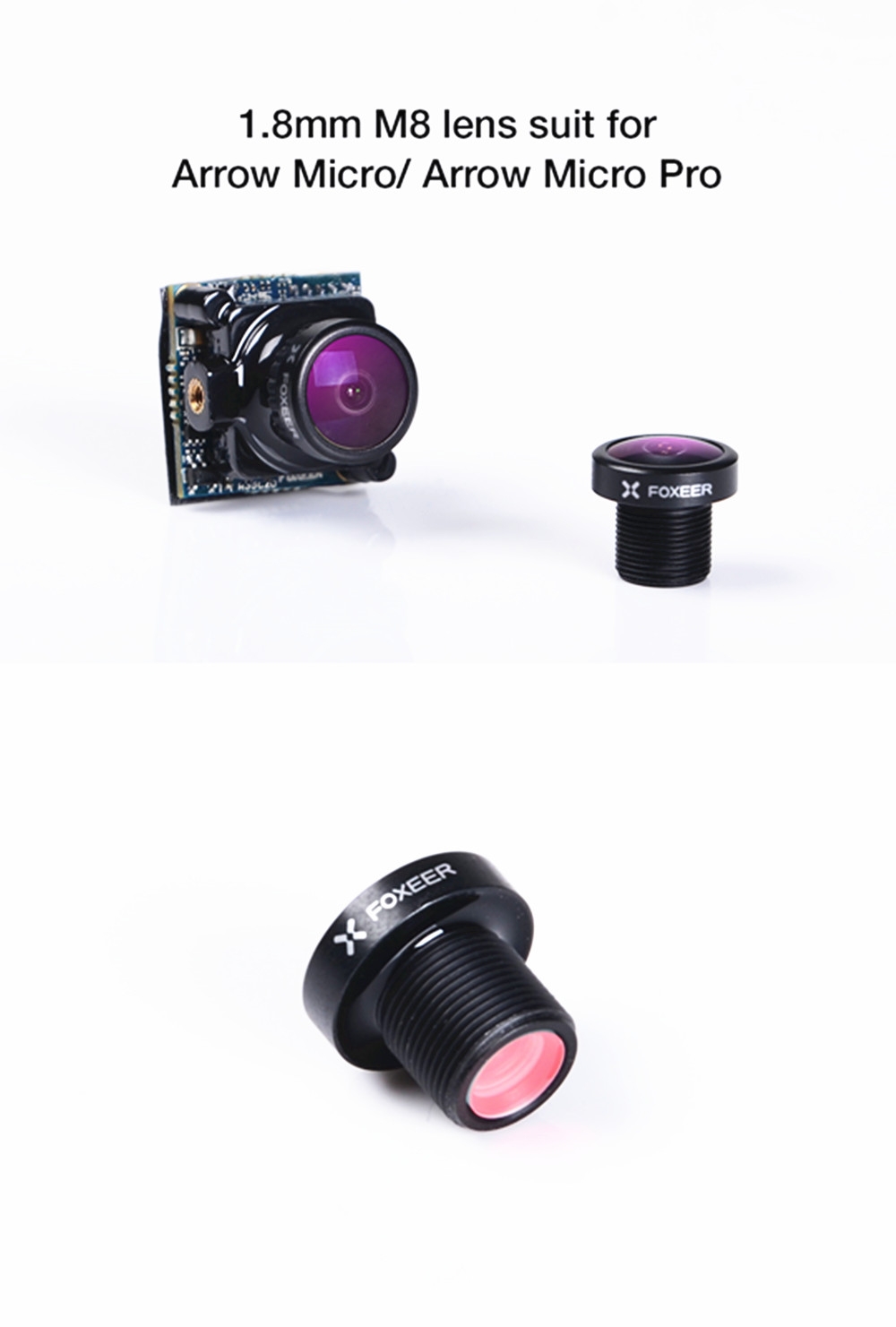 Foxeer MTV Mount IR Block M8 1.8mm FPV Camera Lens for Arrow Micro/Arrow Micro Pro