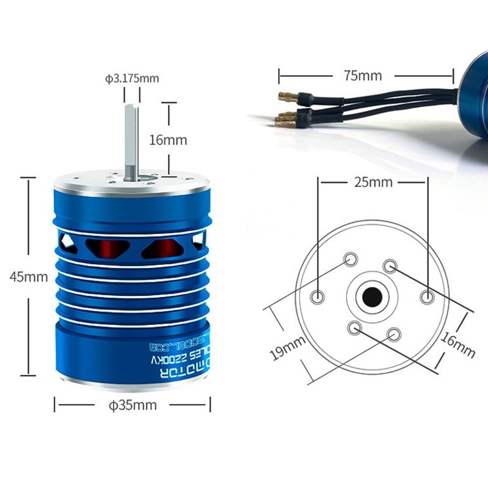 S540 2200kv Brushless Motor+Skeleton King Brushless 45A ESC For 2-3s 1/10 RC Car