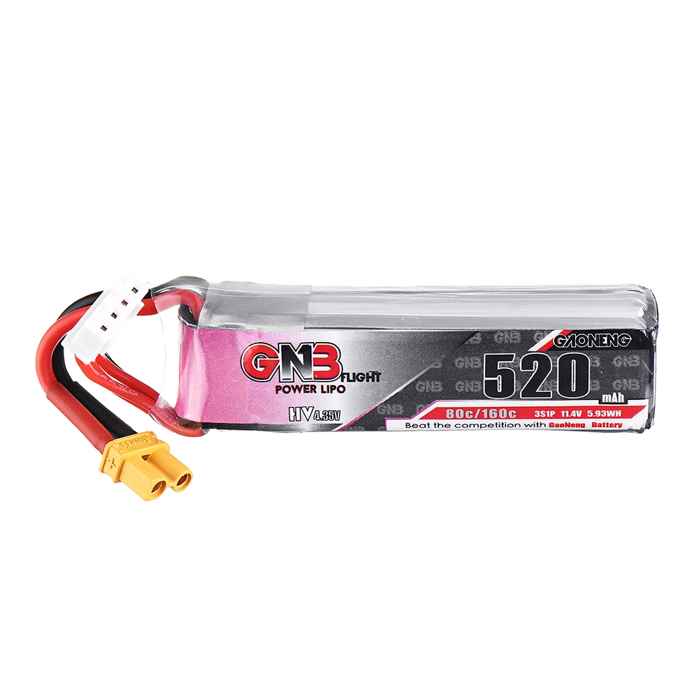 Gaoneng 11.4V 520mAh 80C 3S HV 4.34V Lipo Battery XT30 Plug for RC Racing Drone