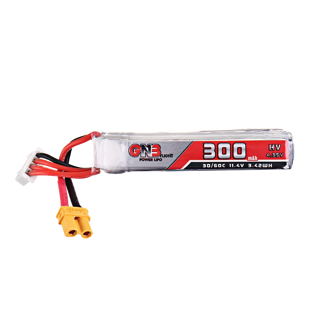 Gaoneng 11.4V 300mAh 30C/60C 3S HV 4.35V Lipo Battery XT30 Plug for Full Speed Tiny Leader Drone