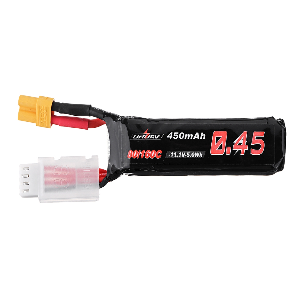 URUAV 11.1V 450mAh 80/160C 3S Lipo Battery XT30 Plug for RC Drone