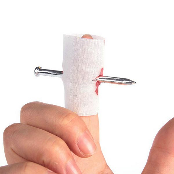 Bloody Prank Joke Toy Fake Nail through Finger Trick Magic Props