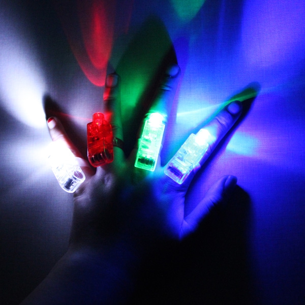 4 Color LED Light Laser Finger For Party Beams Ring Novelty Toys