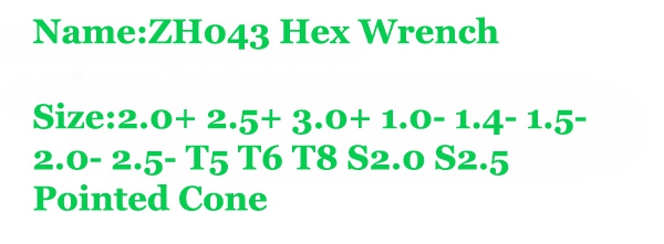 RC Helicopter Tools ZH043 Hex Wrench Set 