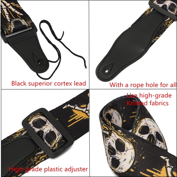 Nylon Guitar Strap For Acoustic Folk Bass Horror Skull Style