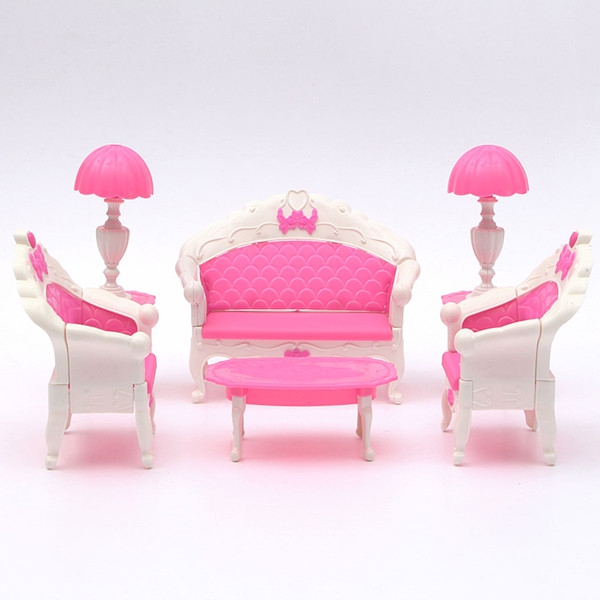 Pink Dollhouse Furniture Living Room Parlour Sofa Set