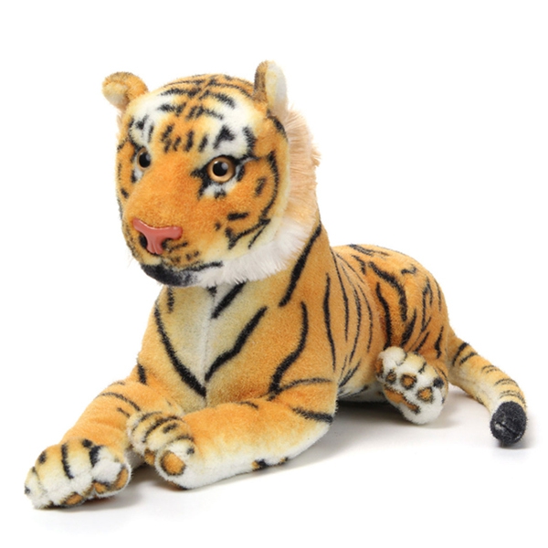 30cm Yellow White Artificial Tiger Animal Soft Cuddly Plush Toy 