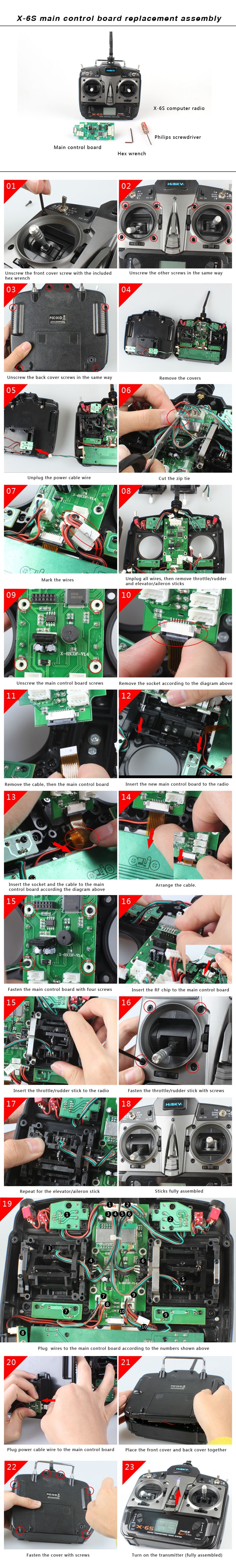 Hisky X-6S Transmitter Upgraded PCB for HCP100S RC Helicopter