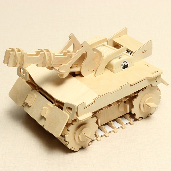 Wooden Tank RC Car 3D Stereo DIY Wooden Assembling Puzzle