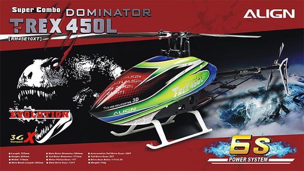 Align T-Rex 450L 6CH 3GX Dominator Super Combo Helicopter RH45E10XT