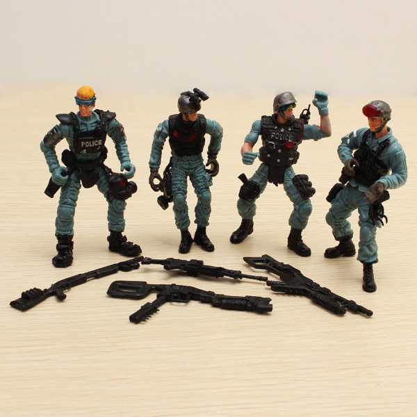 4PCS Military LAPD SWAT United States Police Soldier Model Set