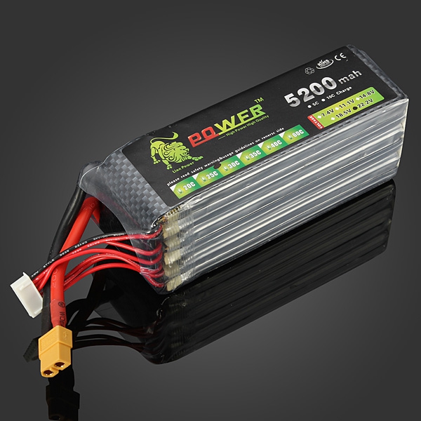 Lion Power 22.2V 5200MAH 30C MAX 45C Lipo Battery XT60 Plug