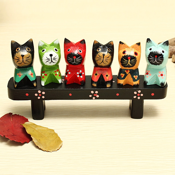 Bench Set Kitten Nordic Wooden Birthday Gift Hand Painting