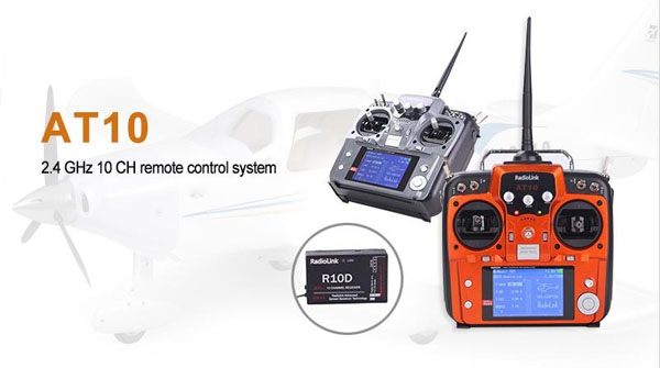 RadioLink AT10 10CH 2.4Ghz Transmitter with R10D 10CH Receiver Gray