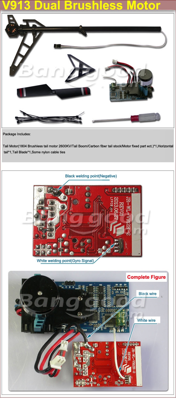 WLtoys V913 RC Helicopter Parts Upgraded Kit Dual Brushless Motor 