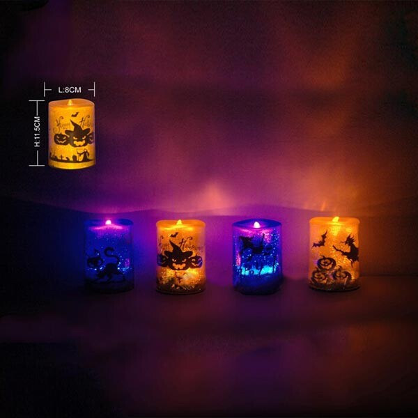 Halloween LED Flicker Candles Battery Operated Witch Pumpkin Cat