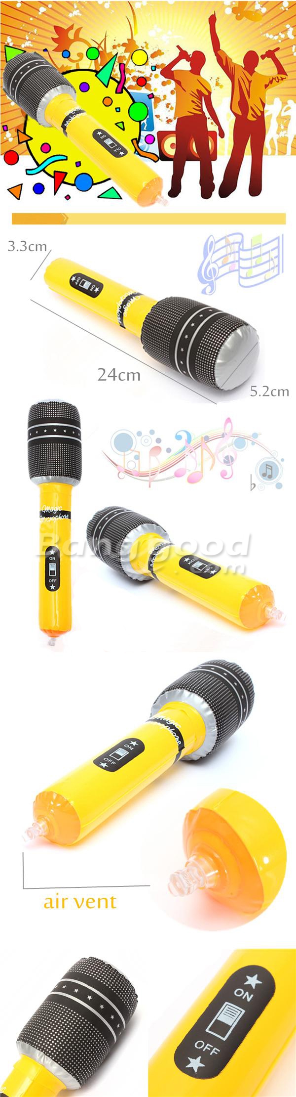 Blow up Inflatable Plastic Microphone 24CM Party Favor Kids Toy Gift