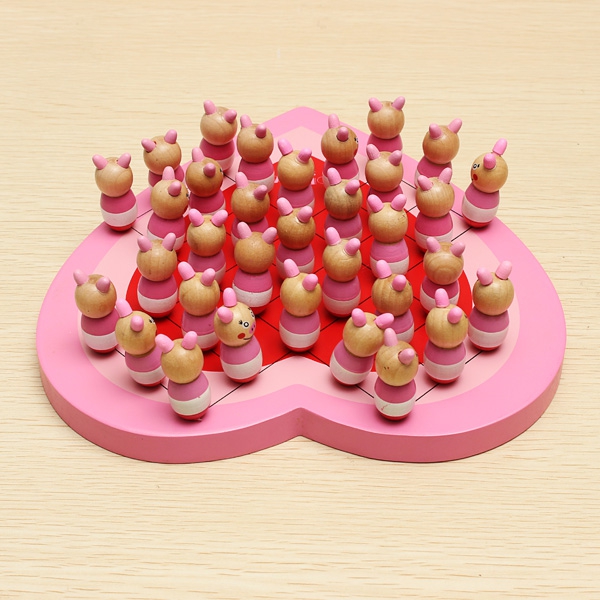 Heart Shape Animal Wooden Chinese Checkers Toys Educational Toy