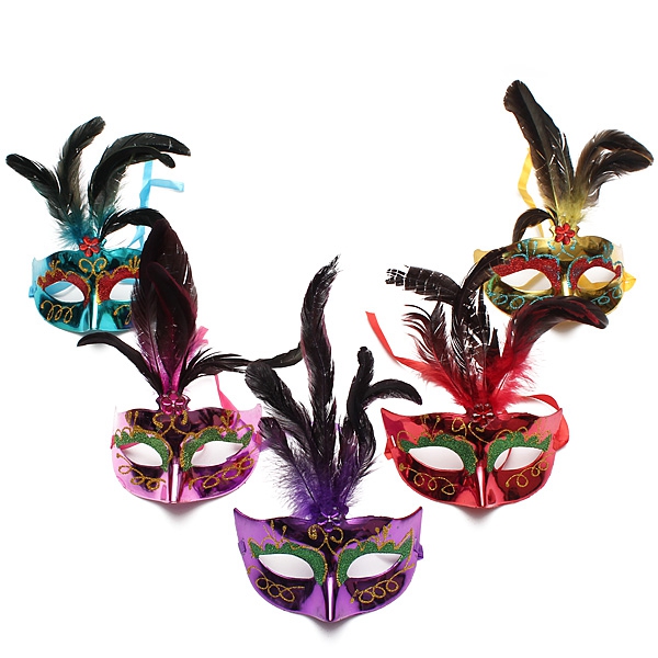 Colorful Feather Masquerade Party Eye Mask Halloween Eye Mask