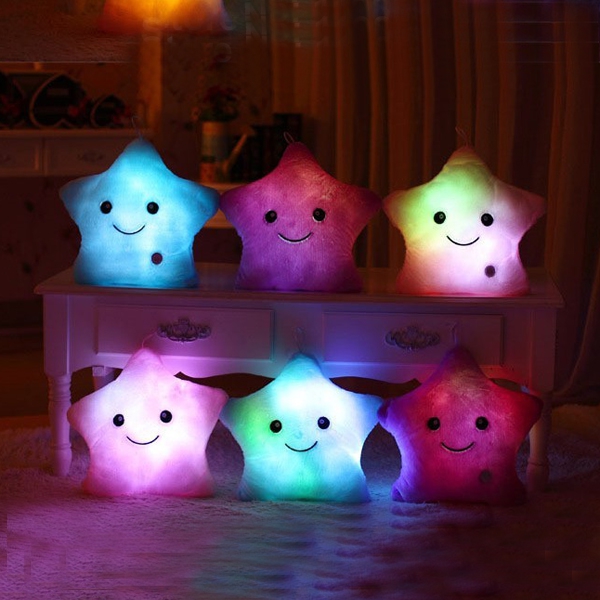 Colorful LED Flash Lucky Star Luminous Pillow Plush Stuffed Toys