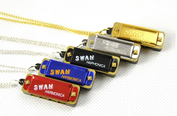 Swan Key Of C Necklace Style Mini Harmonica 4 Hole 8 Tone