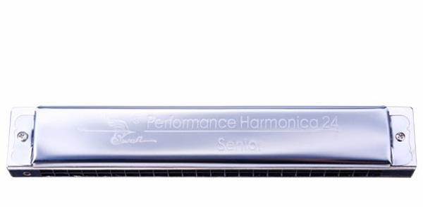 Swan SW24H 24 Holes Tremolo Harmonica Silver Key Of A C F G