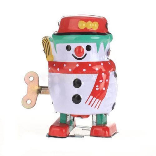 Vintage Wind Up Tin Toy Clockwork Spring Snowman Classic Toy 